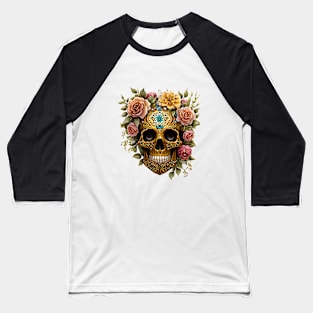 Sugar Skulls and Flowers Baseball T-Shirt